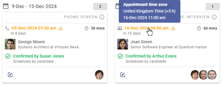 Activity card - different time zone
