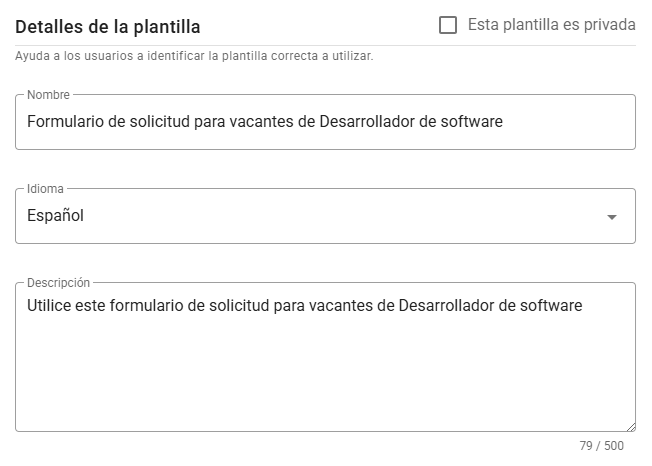 Detalles de la plantilla