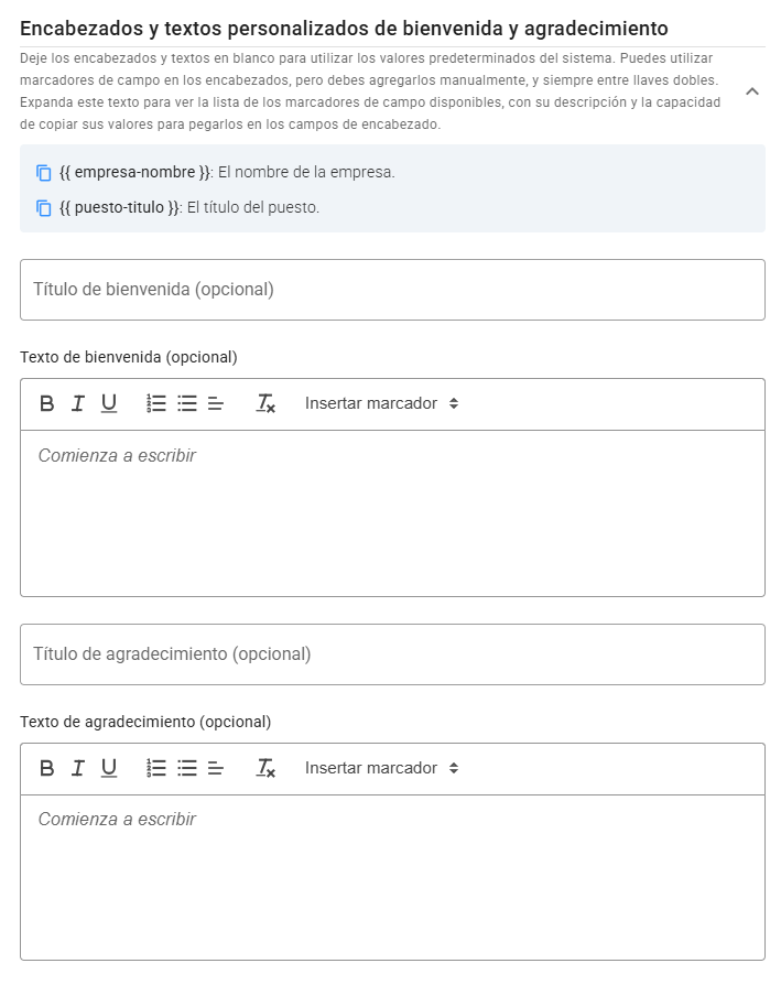 Textos personalizados