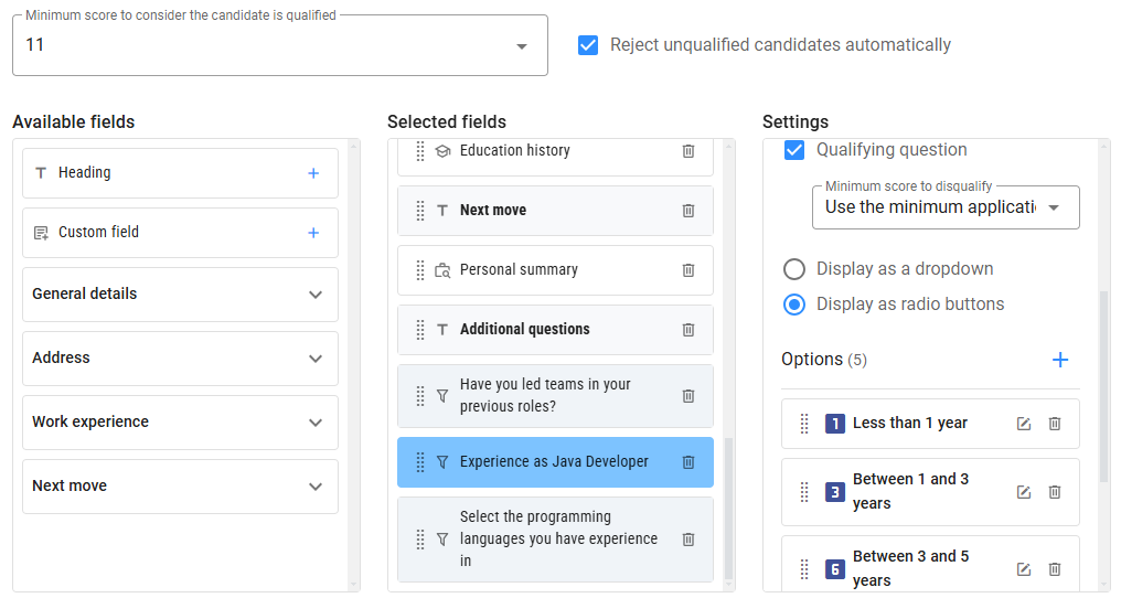 Pre-qualifying questions