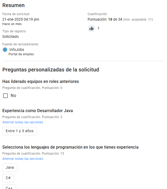 Solicitud del candidato