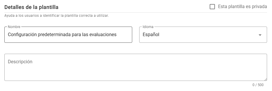 Detalles de la plantilla