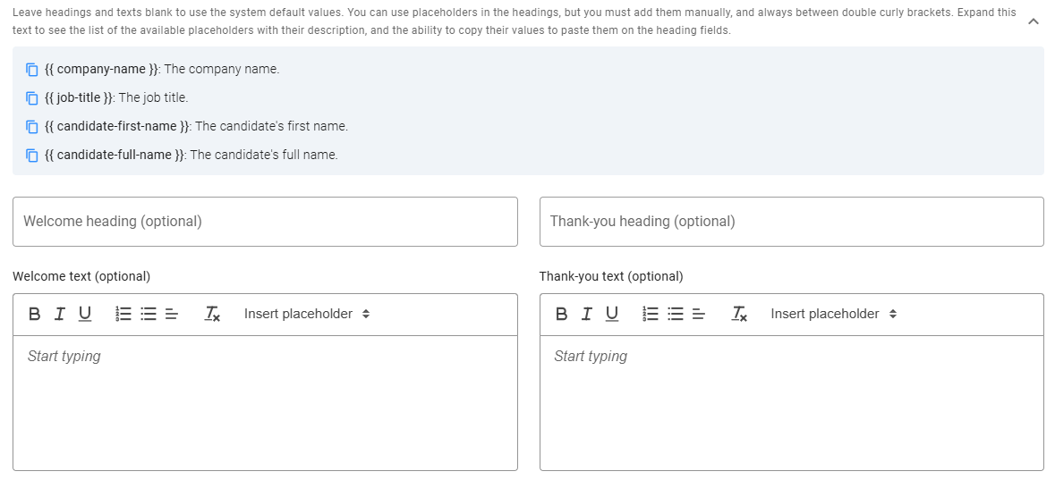 Assessment heading and texts