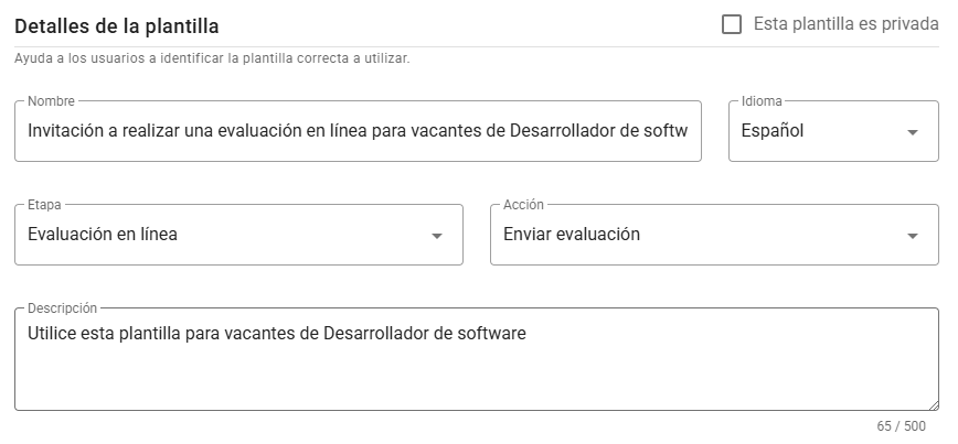 Detalles de la plantilla