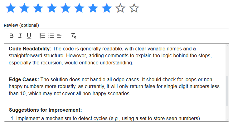 Review coding answer