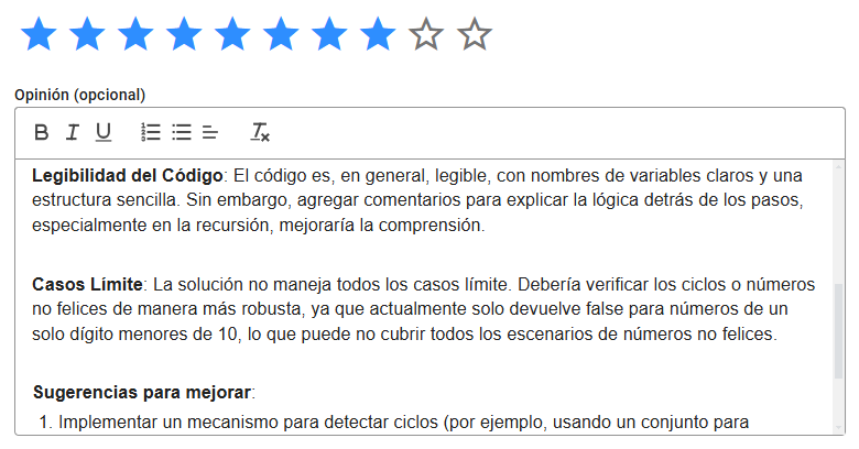 Revisión de respuesta de programación