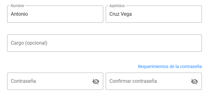 Detalles de la cuenta de usuario