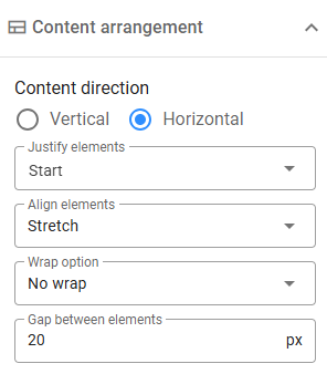 Column Content arrangement