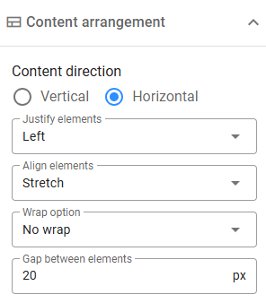 Column Content arrangement
