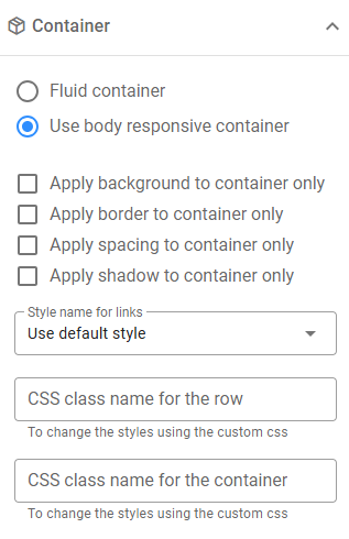 Container Settings