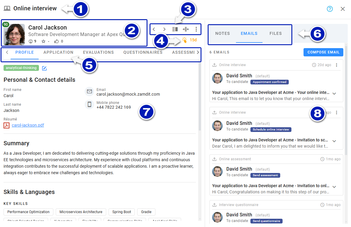Candidate Details overview