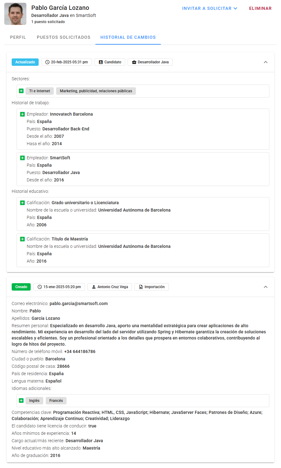 Historial de Cambios