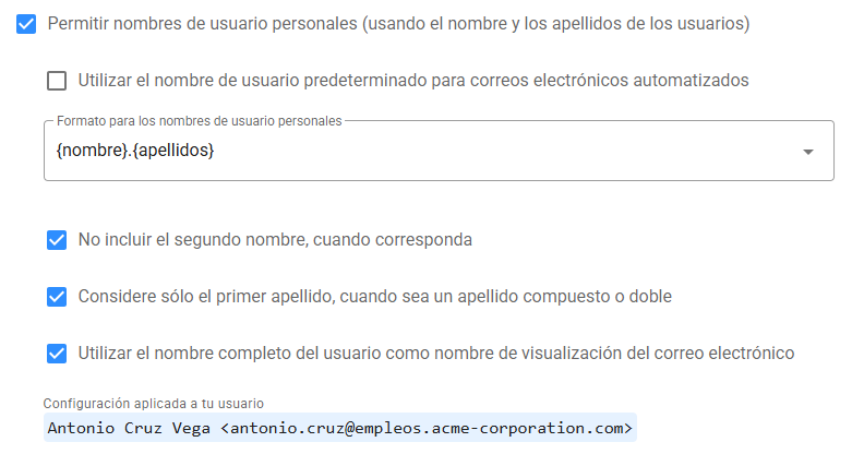 Permitir nombres de usuario personales