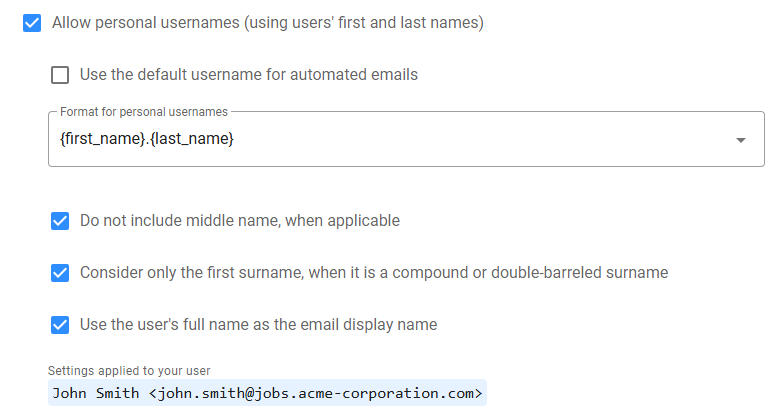 Allow personal usernames
