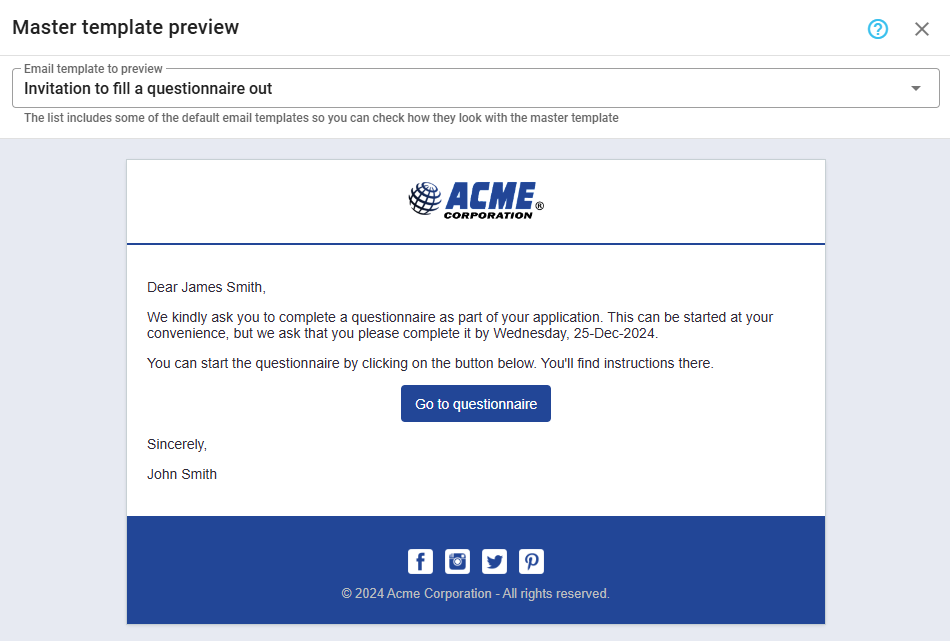 Custom template preview