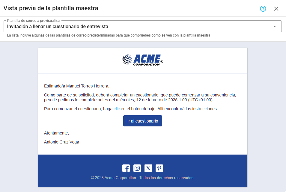 Vista previa de plantilla personalizada