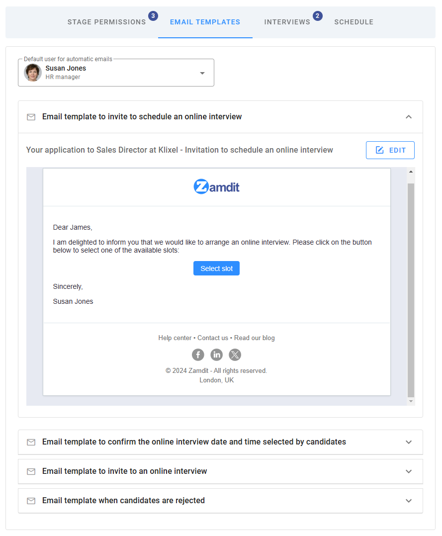 Candidate email templates