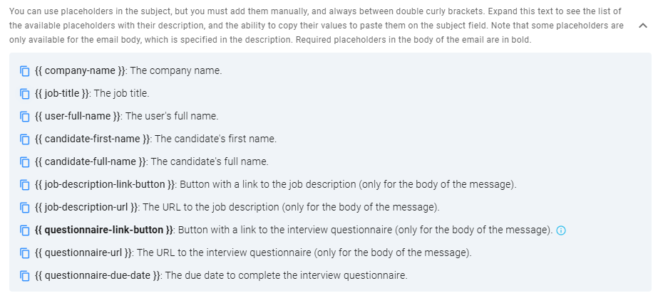 Editing candidate email template