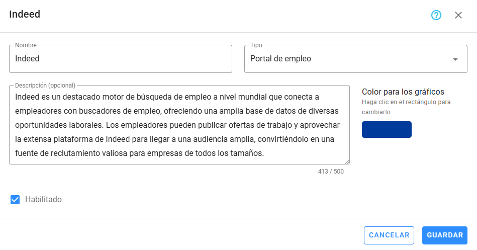 Formulario de fuente de reclutamiento