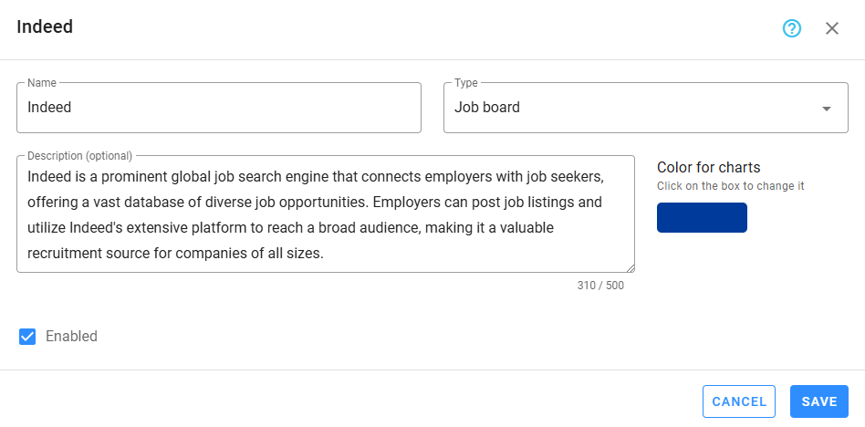 Recruitment source form