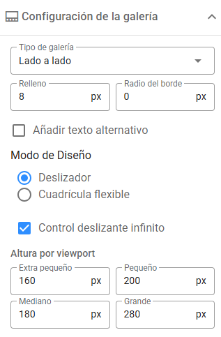 Configuración de galería en paralelo