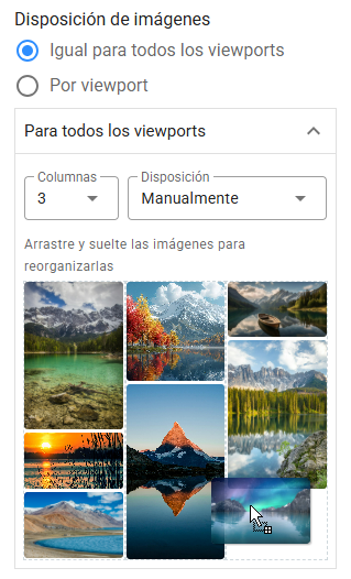 Configuración tipo Masonry