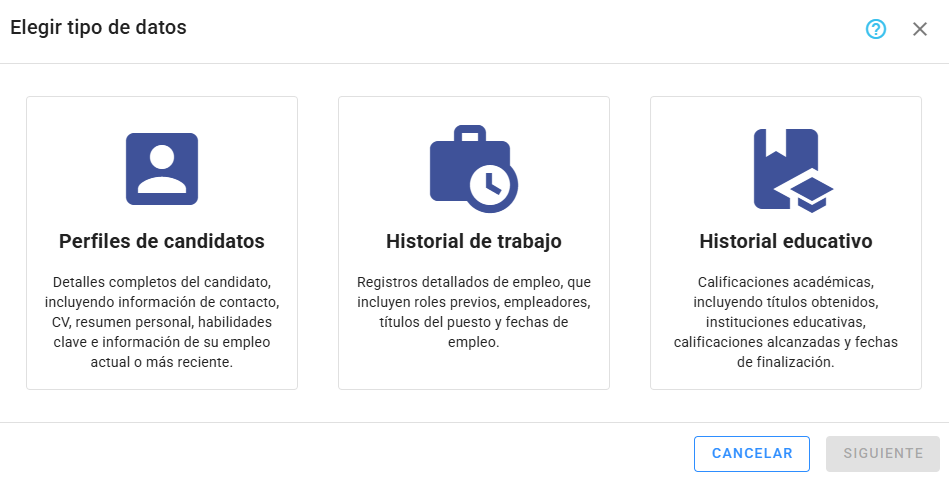Seleccionar el tipo de archivo
