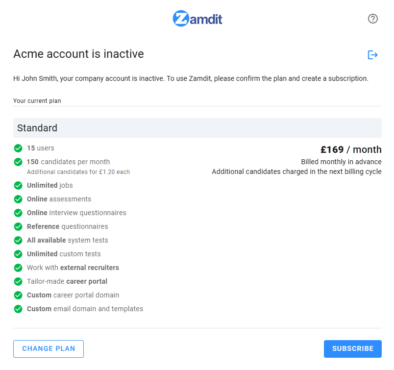 Account inactive account owner view