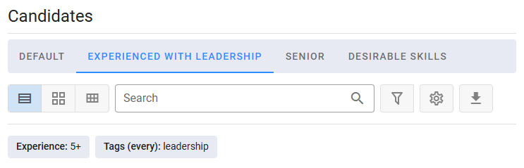 Favorite Filters Tabs