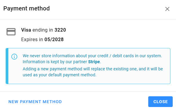 Current payment method
