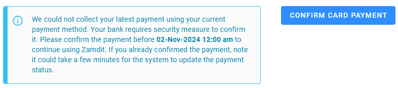 Confirm card payment