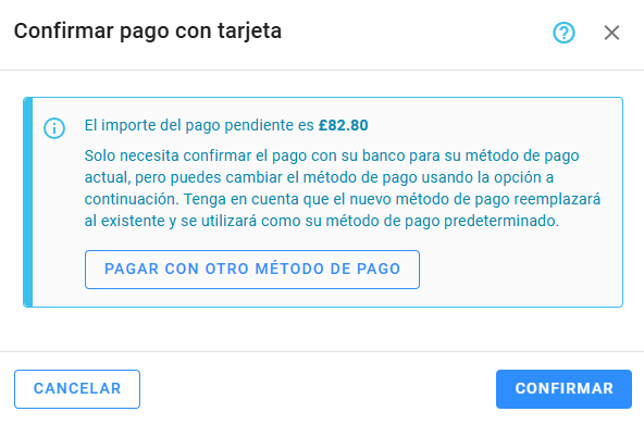 Confirmar la tarjeta de pago
