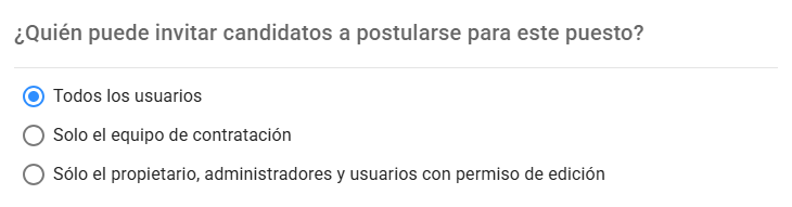 Permisos para invitar candidatos