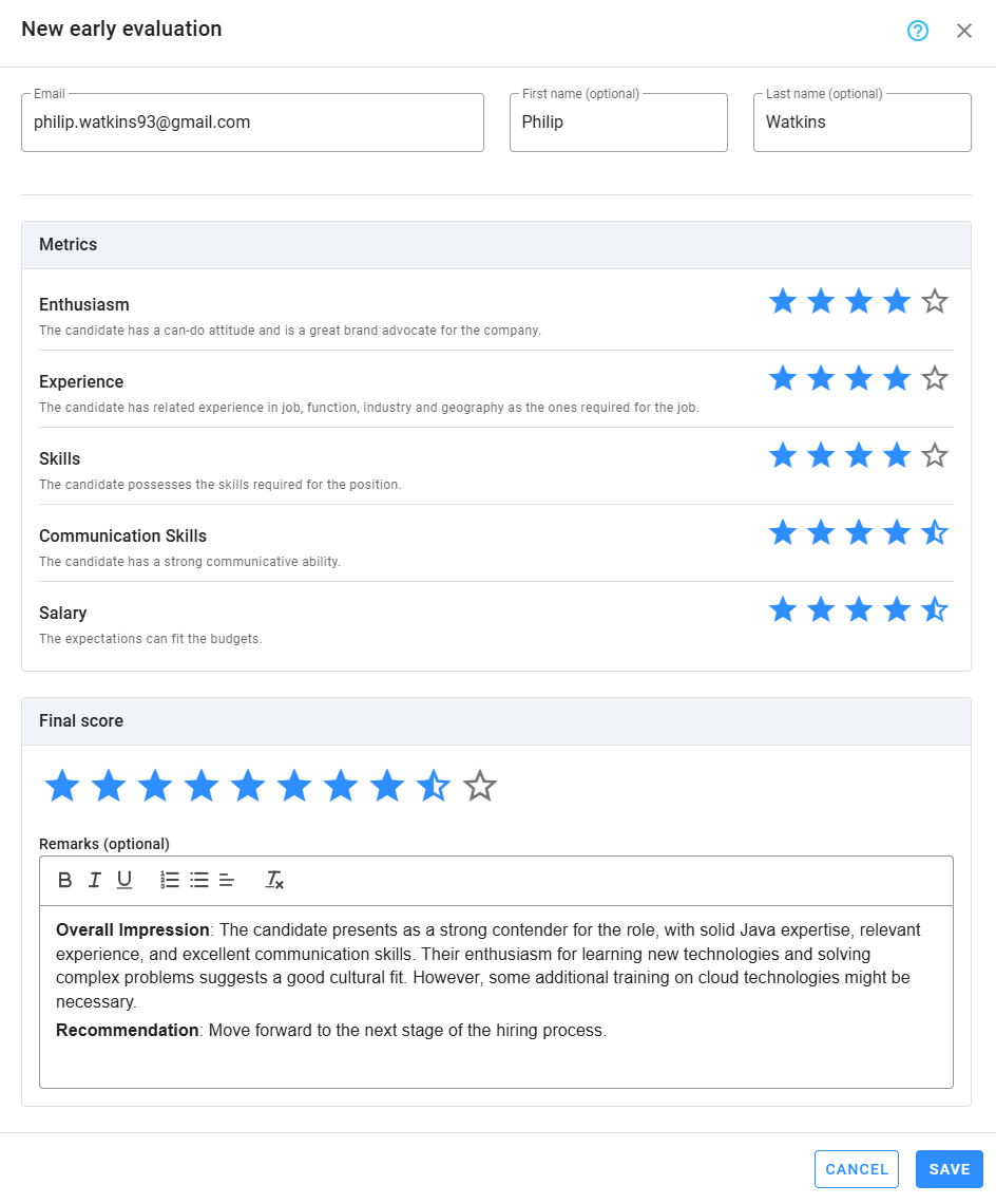 Early Evaluations Workflow