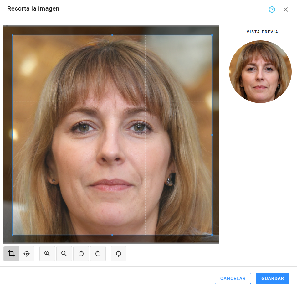Recortar imagen del avatar