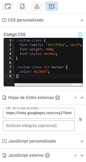 JavaScript y CSS personalizados