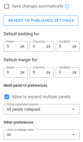 Editing preferences
