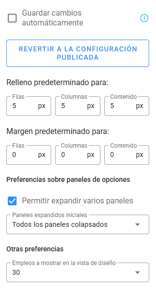Preferencias de edición