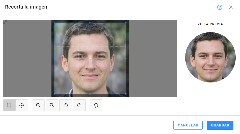 Recortar imagen del avatar