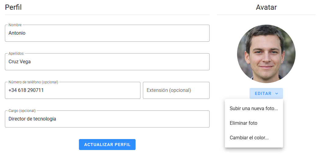 Cambiar imagen del avatar