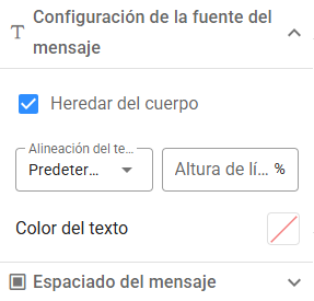 Apariencia del mensaje sin vacantes