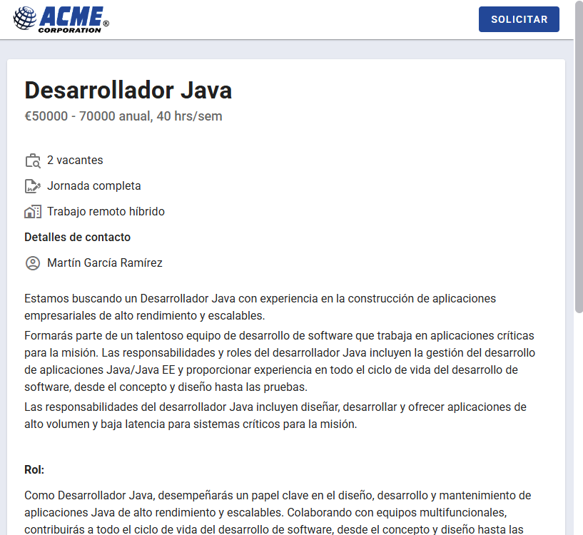 Descripción del puesto