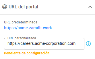 Dominio personalizado pendiente