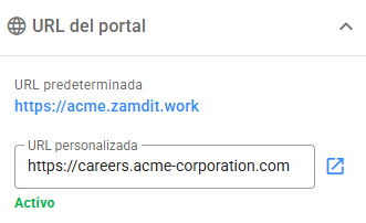 Dominio personalizado activo