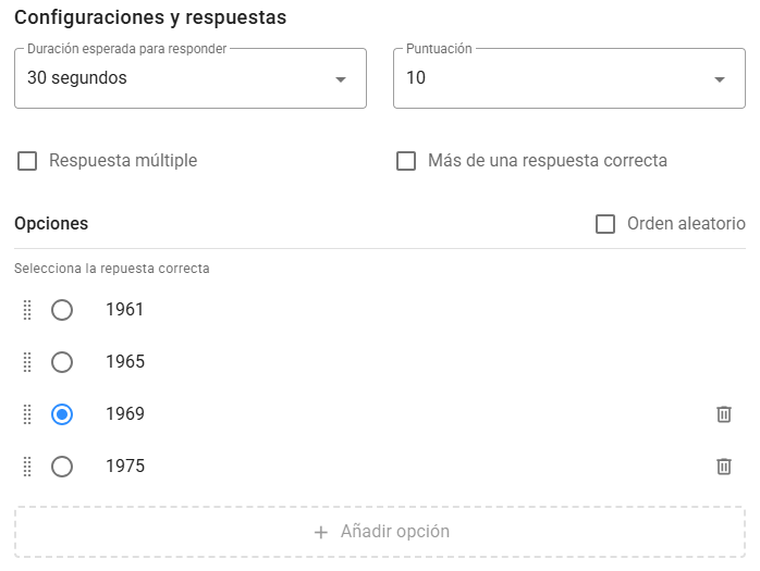 Pregunta de Múltiples opciones
