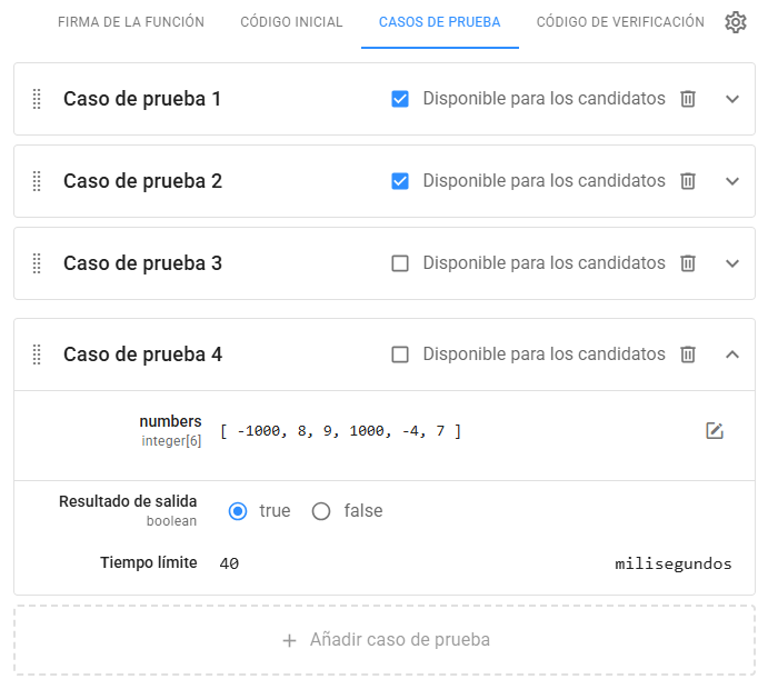 Pregunta de programación - Casos de prueba