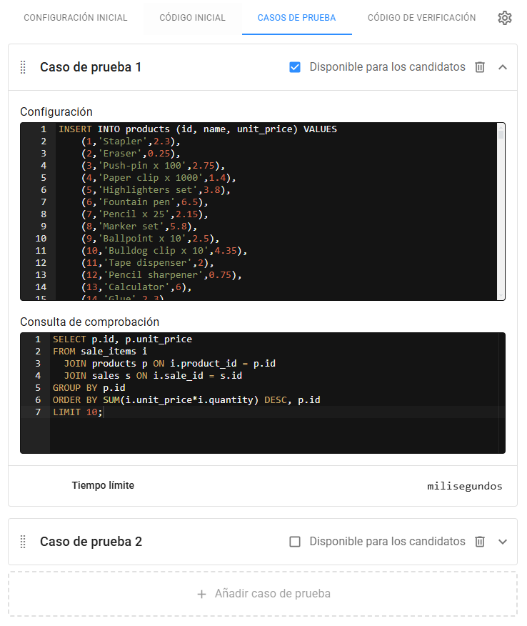 Pregunta SQL - Casos de prueba