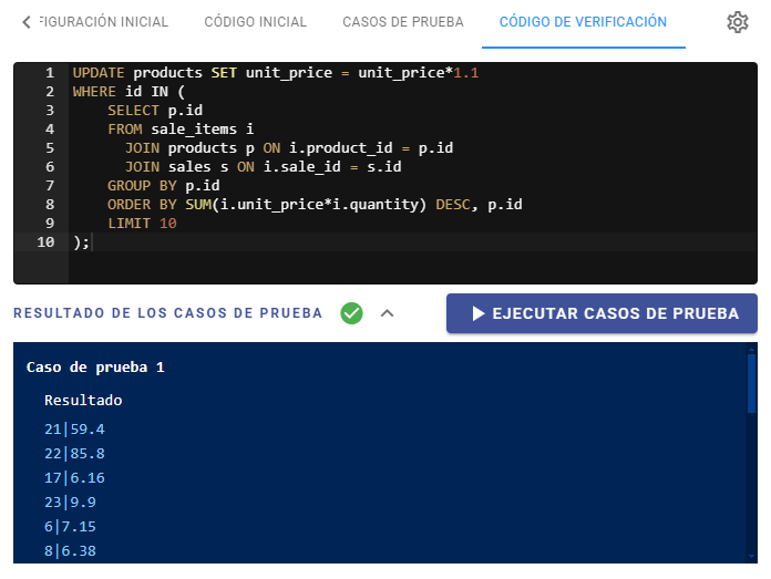 Pregunta SQL - Código de verificación