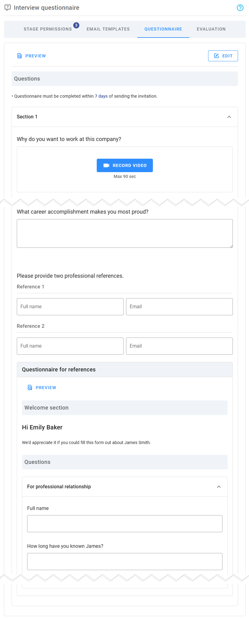 Questionnaire overview