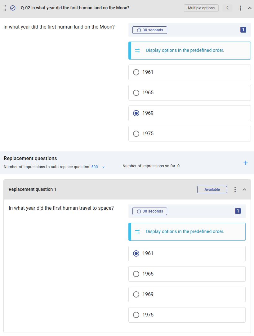 Replacement Questions